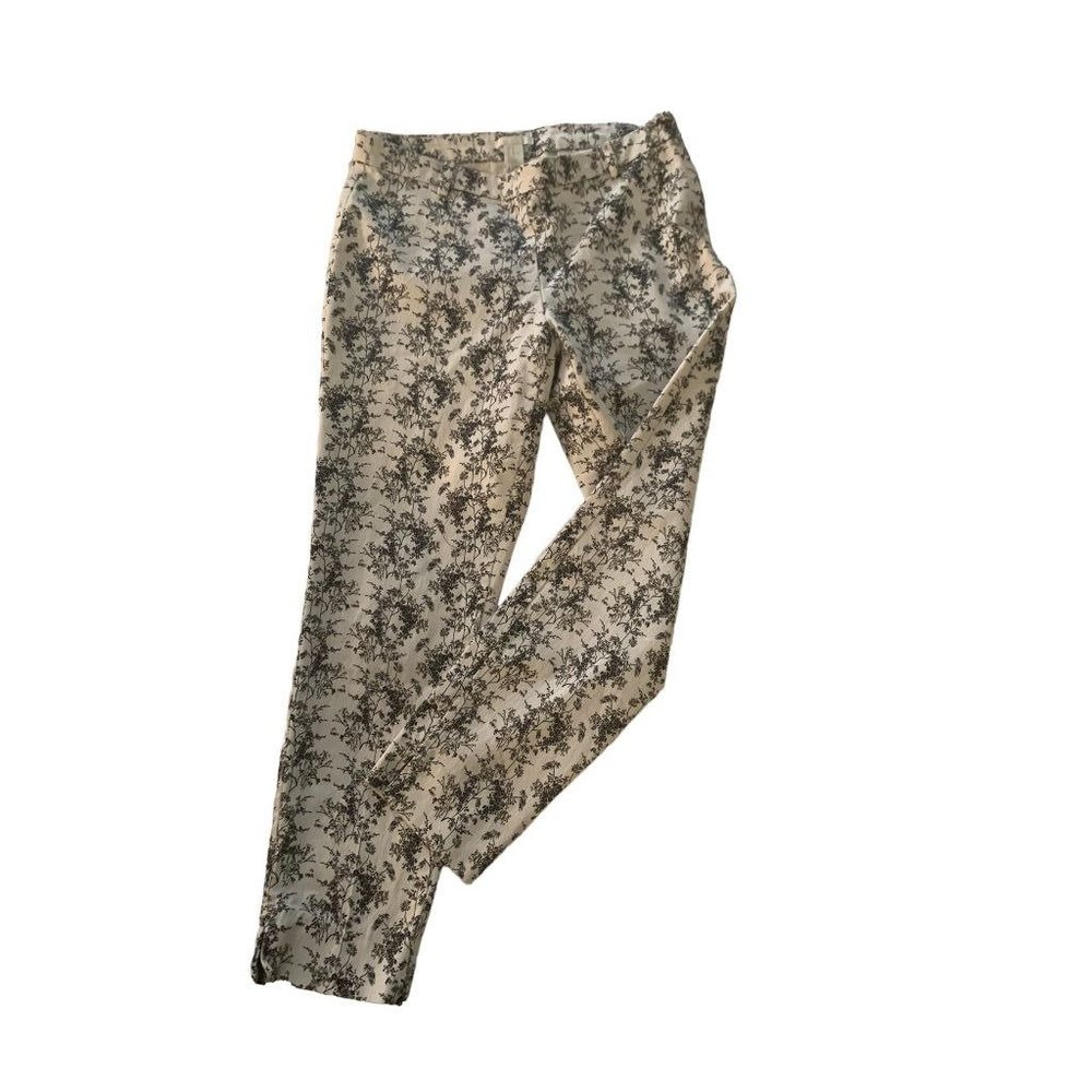 10 H&M Women's Black White Ankle Side Zip Pants Slim Leg Stretch‎ 27" Inseam